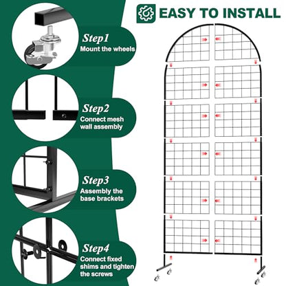 Aseem Metal Grid Wall Panels Display Stand Black Movable 2.6x5.8FT, 1PCS - color: Black, size: 5.8 FT