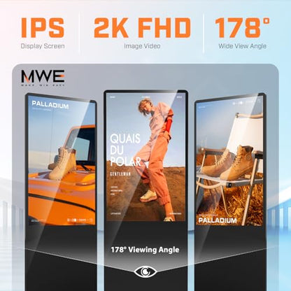 MWE 37 Inch Indoor Digital Signage Display Kiosk LCD Standing Commercial Poster Multimedia Advertising Display Totem with USB/HDMI/WiFi - color: Black, size: 37 inch, style: NonTouch-Screen