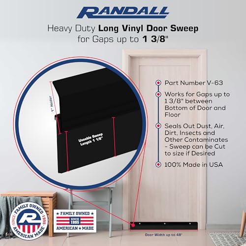 Randall Manufacturing V-63-BLK All-Season Door Sweep, Heavy Duty Aluminum, Ideal for Residential & Commercial Use, Easy Installation with Heavy Rubber Seal, Ensure Comfort and Security (Black, 4 FT) - color: Black, size: 4 FT