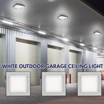 Espen Zenon LED Canopy Light 13W/16W/20W Selectable, 1560–2400LM, 3000K/4000K/5000K, White Outdoor Garage Ceiling Light, 120-277V, 0-10V Dimmable, Damp Rated