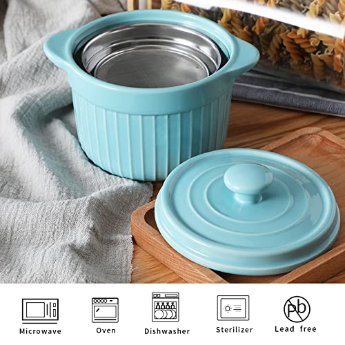 ONTUBE Ceramic Bacon Grease Container Keeper with Strainer 17oz,Turquoise - color: Turquoise