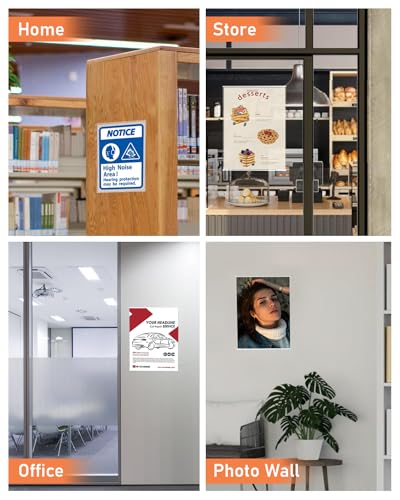 Dynta 12 Pack Acrylic Sign Holder 8.5 x 11 with Double Sided Adhesive Tape, Plastic Sign Holder Wall Mount, Memo Document Flyer Brochure Menu Holder for Display