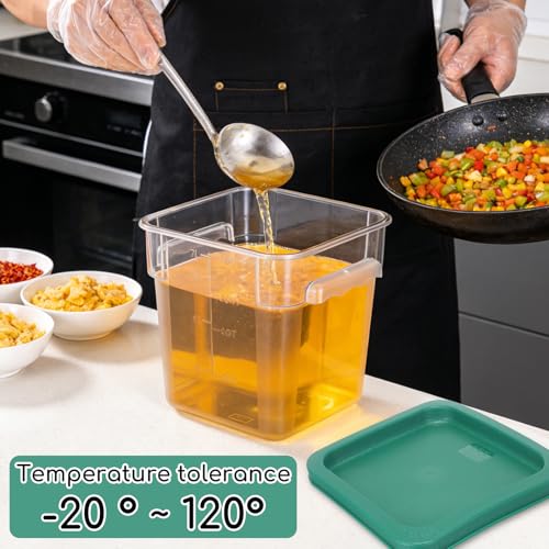 6 Pack 8 Qt Food Storage Containers with Lids, Commercial Clear Square