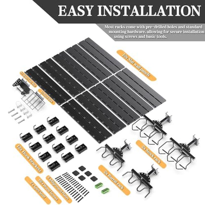 Wall Rack System - Aluminium Heavy-Duty Tactical Storage - color: Black(Full), size: Full
