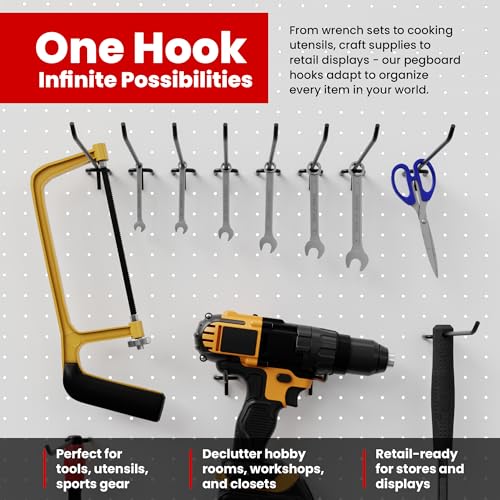 FactorDuty 6" Length Steel Black PEG Board Pegboard Shelving Hooks Wholesale Lot 20 lbs PEG Hooks Organizer Tools for Craft Storage, Garage, Kitchen, Tools and More - size: 6" - 100 Pack