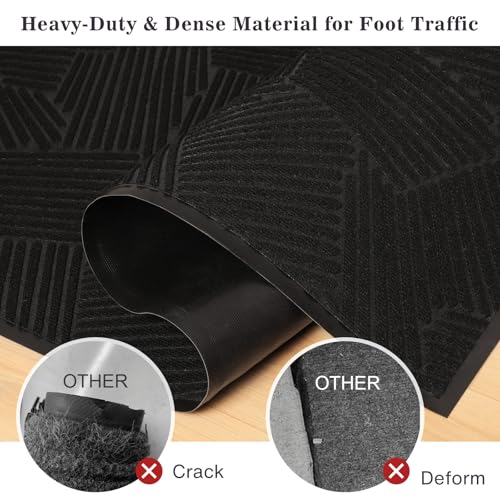 Heavy Duty Front Door Mat Indoor Outdoor, 4′ x 6′ Non Slip Floor Mat - color: Black, size: 4' x 6' (Rectangular)
