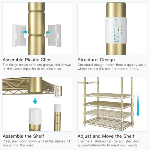FUTASSI P1 Plus Rolling Clothes Rack, 22mm Diameter Heavy Duty Garment Rack - color: Gold, size: P1 Plus