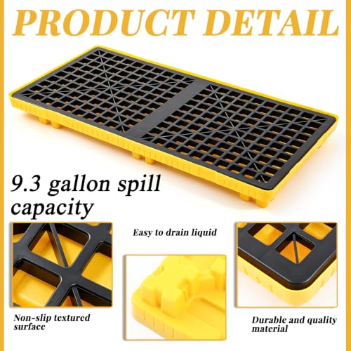 2 Drum Spill Containment Platform with Drain Anti Slip, 48 x 24 x 4'' - size: 48 x 24 x 4 Inches