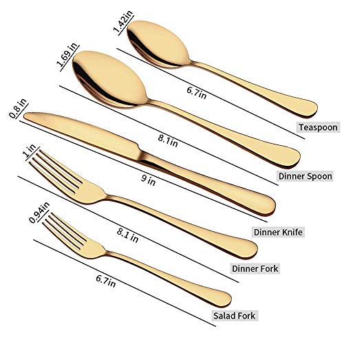 Aisoso Gold Silverware Set, 20-Piece Flatware Set Service for 4 - color: Gold, size: 20 Piece