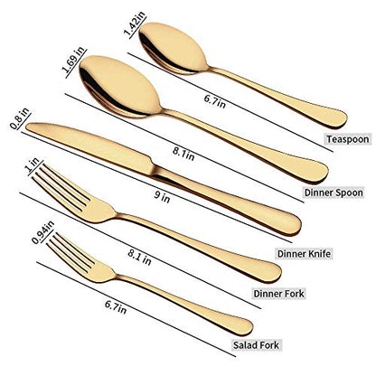 Aisoso Gold Silverware Set, 20-Piece Flatware Set Service for 4 - color: Gold, size: 20 Piece