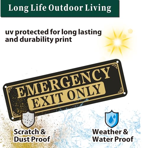 2 Pack Emergency Exit Only Sign, 10 x 3 Inches Rust Free Aluminum