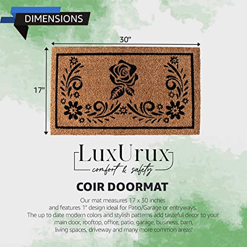 LuxUrux Welcome Mats Outdoor Coco Coir Doormat, with Heavy-Duty PVC Backing - Natural - Perfect Color/Sizing for Outdoor/Indoor uses, 17 x 30 inch - color: Natural Khaki, size: 17'' x 30''