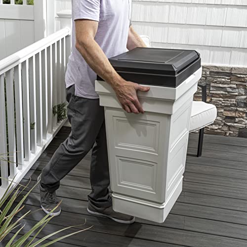 Step2 Atherton Large Garbage Container, Indoor/Outdoor Trash Can with Lid, Weather Resistant, Made of Durable Plastic, Weather-Resistant, Classic White - color: Classic White