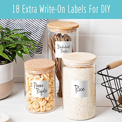 Hebayy 234 Minimalist Kitchen Food Labels, 216 Preprinted Flour Pasta Peas Condiment Oil Stickers, 18 Blank Ones, Waterproof Oil&Tear Resistant, No Residue for Pantry Food Containers Jars. - style: Style 2