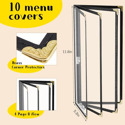 Ziliny 10 Pcs 4.5 x 11 in Transparent Restaurant Menu Covers, Clear Covers