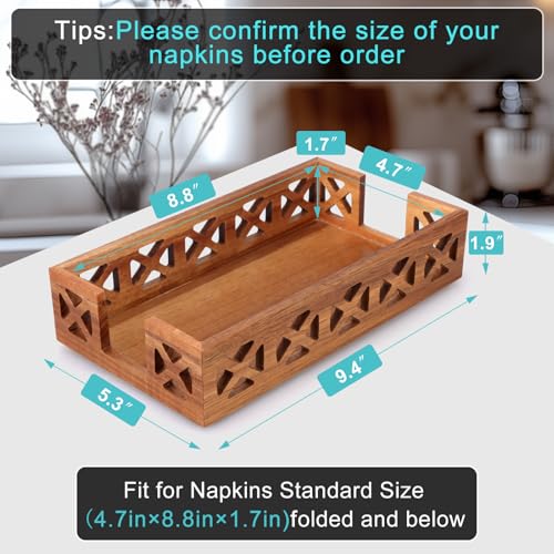 Acacia Wood Napkin Holder for Bathroom Guest Towel Holder for Dining Table