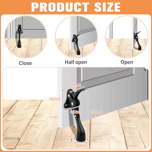 Chumia Heavy Duty Kick Down Door Stopper Metal Doorstop, Black, 12 Pcs - color: Black