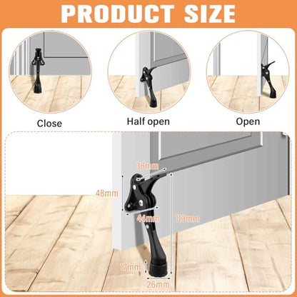 Chumia Heavy Duty Kick Down Door Stopper Metal Doorstop, Black, 12 Pcs - color: Black