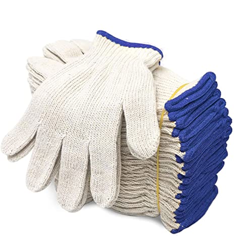 Evridwear Cotton Polyester String Knit Shell Safety Protection Work Gloves for Painter Mechanic Industrial Warehouse Gardening Construction Men & Women 12 Pairs, no Dots, Medium Size - color: No Dots, size: Medium
