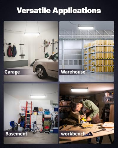 2 Pack Linkable LED Shop Lights, 100W 15000LM Garage Light 6000K
