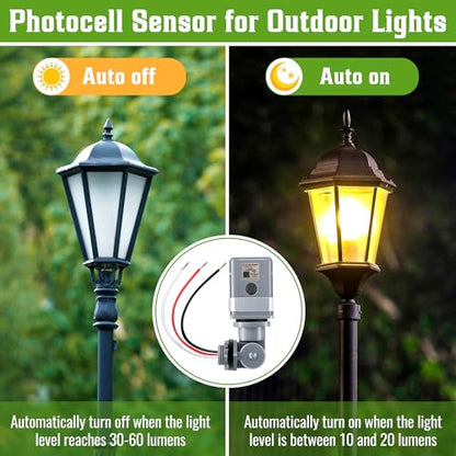 4 Pack Photocell Sensor for Outdoor Lights, 120VAC 50/60 Hz