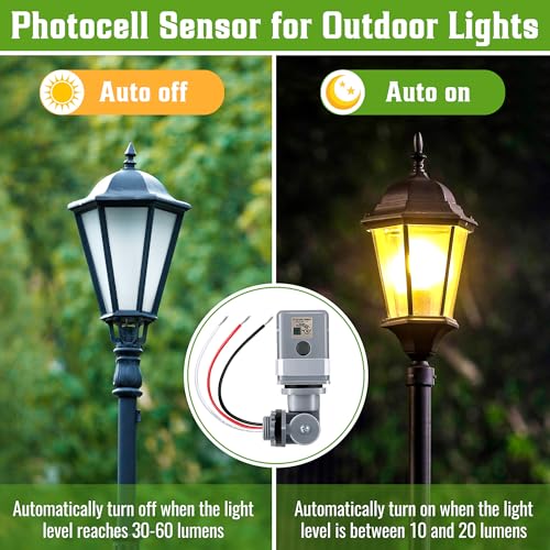 4 Pack Photocell Sensor for Outdoor Lights, 120VAC 50/60 Hz