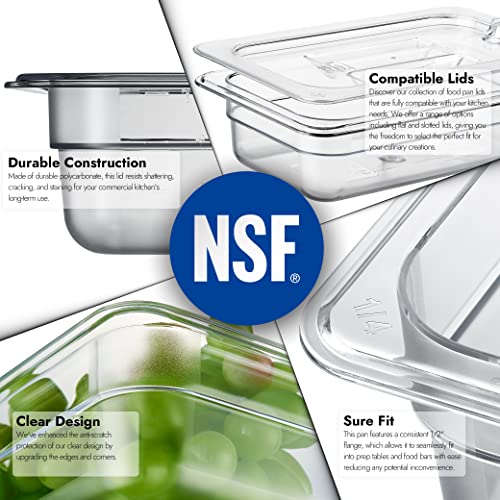 CURTA 6-Pack 1/4 Size 2.5" Deep NSF Polycarbonate Food Pans | Dishwasher & Freezer Safe Clear Container for Prep Tables, Buffet, Salad Bar, Commercial & Home Kitchen - color: 1/4 Size, size: 2-1/2" Deep