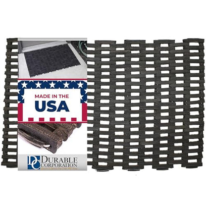 Durable Corporation Durite Outdoor Entrance Mat, Recycled Rubber Tire-Link Doormat, Heavy Duty Straight Weave Drainage Mat, Black, 17" x 25" - size: 25"L x 17"W x 0.6"Th