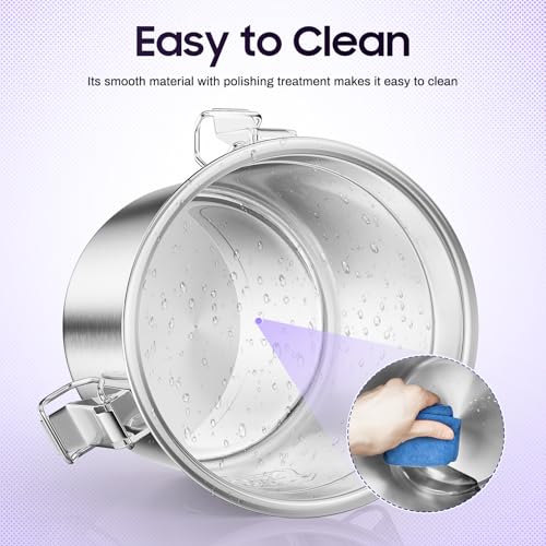6L/1.59 Gal Stainless Steel Food Storage Container with Lid - size: 1.59 gal