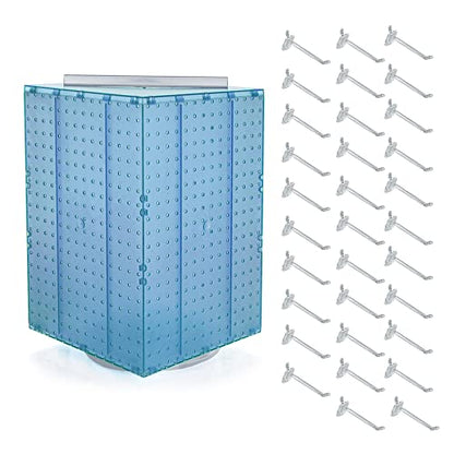 Azar Displays 701414-BLU-4C32 Rotating Countertop Display Kit with Peg Hooks Included, 14 Inches Wide x 14 Inches Deep x 20 Inches High, Pegboard Spinner Organizer, Blue - color: Blue, style: Pegboard + Hooks