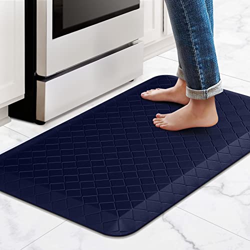 HappyTrends Kitchen Floor Mat - 4/5 Inch Thick Anti-Fatigue Kitchen Rug - color: Blue, size: 28"L x 17.3"W x 0.8"Th