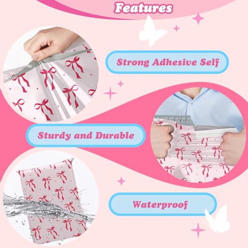 Fuxury Poly Mailers 10x13" 1200pcs,Cute Shipping Bag for Clothes,Pink Bows - color: Pink Bows, size: 10x13" 1200pcs