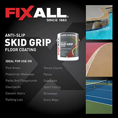 FIXALL Skid Grip Anti-Slip Coating, 1 Gallon, Smoke, Exceeds ADA Standards, Ideal for Safety Areas, Slip-Resistant Pavement, Cement & Concrete Paint - color: Smoke, size: 128 Fl Oz (Pack of 1)