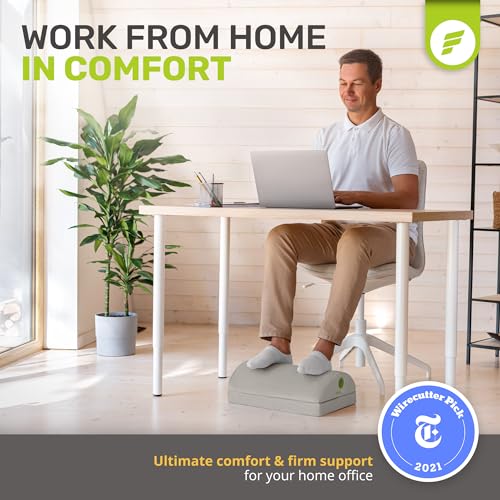 ErgoFoam Foot Rest for Under Desk at Work - Chiropractor Endorsed 2in1 Adjustable Premium Under Desk Footrest - Ergonomic Desk Foot Rest with High-Density Compression-Resistant Velvet Soft Foam (Grey) - color: Grey
