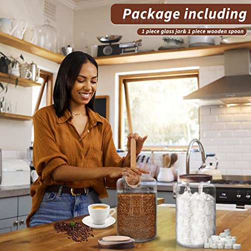 Large Glass Coffee Storage Jar with Lids Spoon Thicken Glass Coffee Canister Borosilicate Glass Food Containers for Ground Coffee Beans Nut Pasta Sugar Candy Spice Rice Loose Tea (2800ml/94oz) - color: 2800ml/94oz