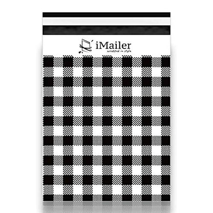 100 Count - 12 x 15.5 inch, Poly Mailer Black Gingham Plaid Package Envelope, Mailing Shipping Bags with Self Seal Strip - color: Black Gingham Plaid, size: 12" x 15.5"