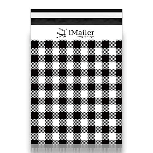100 Count - 12 x 15.5 inch, Poly Mailer Black Gingham Plaid Package Envelope, Mailing Shipping Bags with Self Seal Strip - color: Black Gingham Plaid, size: 12" x 15.5"