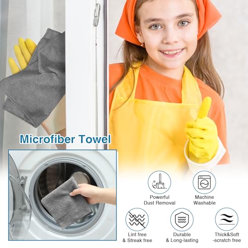 Macarrie 200 Microfiber Cleaning Cloths, 12 x 12 in, 200 GSM, Gray - color: Gray