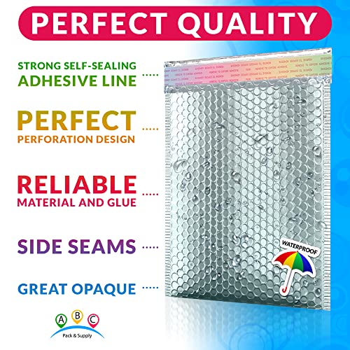ABC PACK & SUPPLY Metallic Bubble Mailers, Ice Blue 9.5 x 13.5 Inch Self Seal Padded Envelopes, Pack of 25 Bubble Packaging Envelopes for Shipping and Mailing - color: Ice Blue, size: 9.5" x 13.5" / 25 Pack