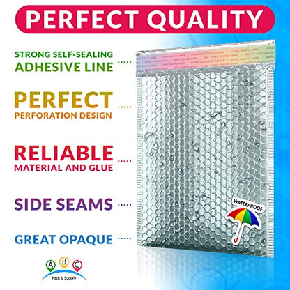 ABC PACK & SUPPLY Metallic Bubble Mailers, Ice Blue 9.5 x 13.5 Inch Self Seal Padded Envelopes, Pack of 25 Bubble Packaging Envelopes for Shipping and Mailing - color: Ice Blue, size: 9.5" x 13.5" / 25 Pack