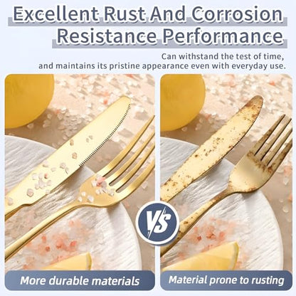 10-Piece Gold Silverware Set, Stainless Steel Flatware Set Service for 2 - color: Gold, size: 10-Piece