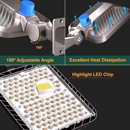 4Pack 240W LED Parking Lot Light 60000lm(250LM/W) Arm Mount LED Pole Lights Outdoor IP65 Waterproof 5000K Commercial LED Area Security Light with Smart Photocell for Roadways,Yard,Stadium