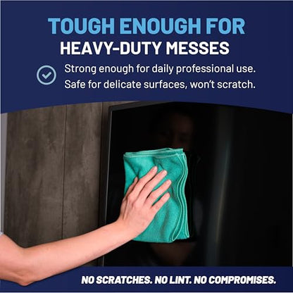 Microfiber Wholesale MW Pro 16x16 Microfiber Wash Cloths - Absorbent Kitchen Dish Rags & Counter Wipes - Heavy Duty Scrubbing Towels for Restaurants & Food Prep (Green, 12-Pack) - color: Green