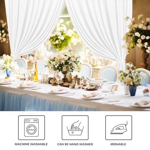 MEETSKY White Backdrop Curtains,Photo Birthday Backdrop,5ft x 7ft,2 Panels - color: White, size: 60"W x 84"L (Pack of 2)