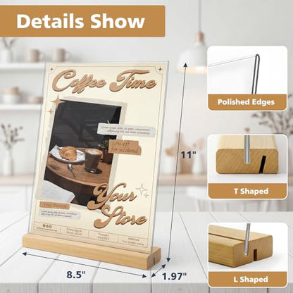 Comix 8.5x11 Inches Acrylic Sign Holder with Wood Base, 6 Pack Flyer Holder - size: 6 Pack 8.5x11 inches (T/L)
