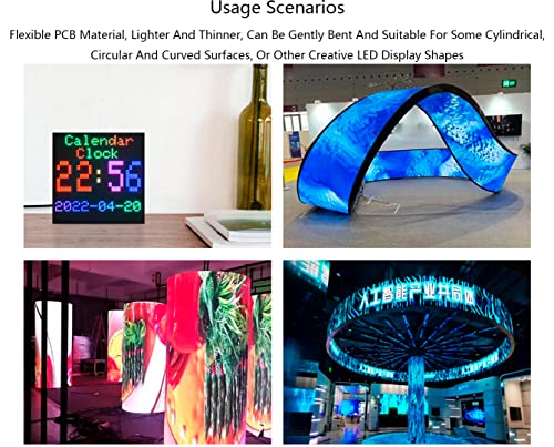 Flexible RGB Full-Color LED Matrix Panel 64x64, 4096 RGB LEDs, 3mm Pitch, Adjustable Brightness Chainable Design, Display Text/Colorful Image/Animation, for Raspberry Pi/Raspberry Pi Pico / ESP32 - color: 64x64-P 3MM Flexible