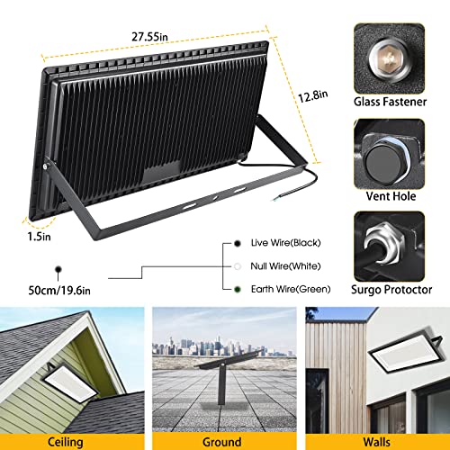 XYCN 600W LED Stadium Flood Lights Outdoor(3050W Equivalent),67500LM Super Bright LED Arena Lights,100-277V IP66 Waterproof 5000K Daylight White Commercial Lighting for Sports Fields and Counts - color: 600W led flood light
