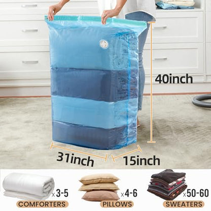 TAILI 8 Pack Vacuum Storage Bags, Jumbo Cube (31x40x15 Inch), Blue - color: Blue, size: 8 Jumbo