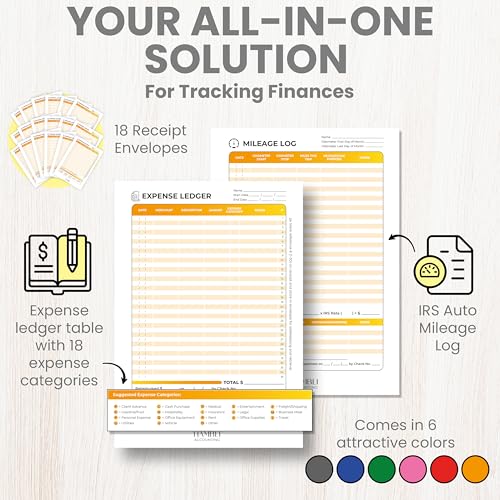Extra Large Receipt Envelope & Receipts Organizer (Pack of 18) - Efficiently Manage Business Expenses & Log Mileage Trips - 8.5” x 11.0” Inches, Yellow Color- Business Ledger for Small Business - color: Yellow