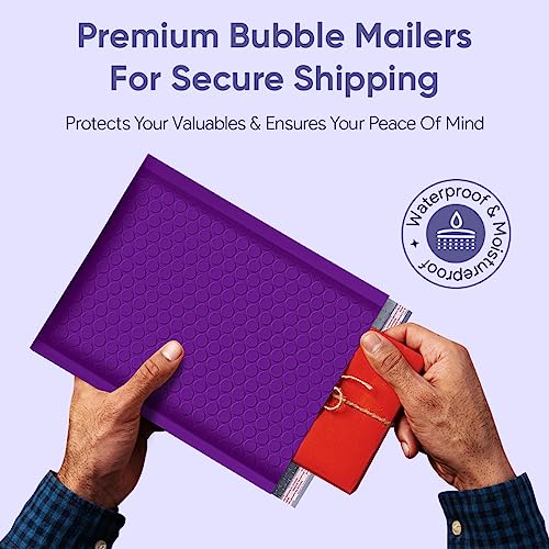 Purple Bubble Mailers 4x8, Self Seal Poly Padded Envelopes #000, 500 Pack - color: Purple, size: 4"x8" / 500 Pack